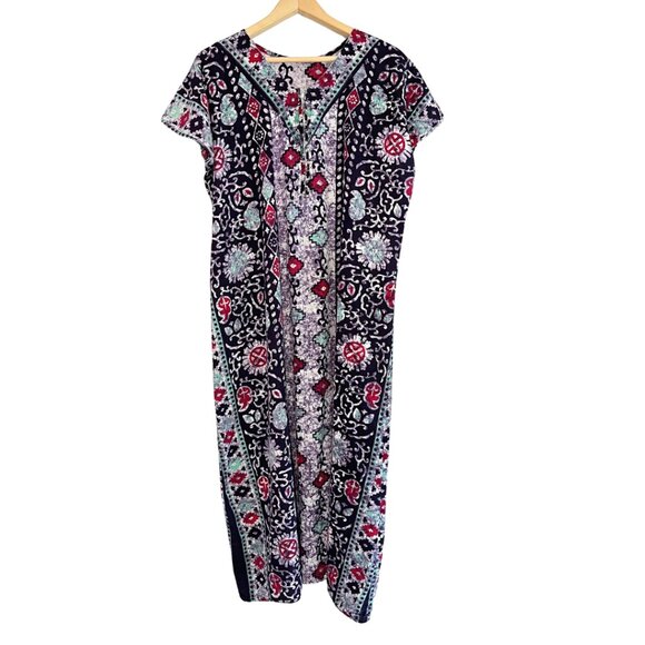 Masha Sleepwear Nightgown Zip Robe Cotton Batik Print Womens OS Floral Bohemian - Picture 1 of 7